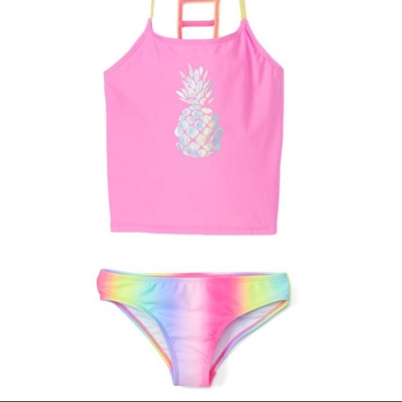 Freestyle Revolution Pink Shine-Apple Ladder-Straps Tankini Girl's Size 4 - Picture 3 of 4